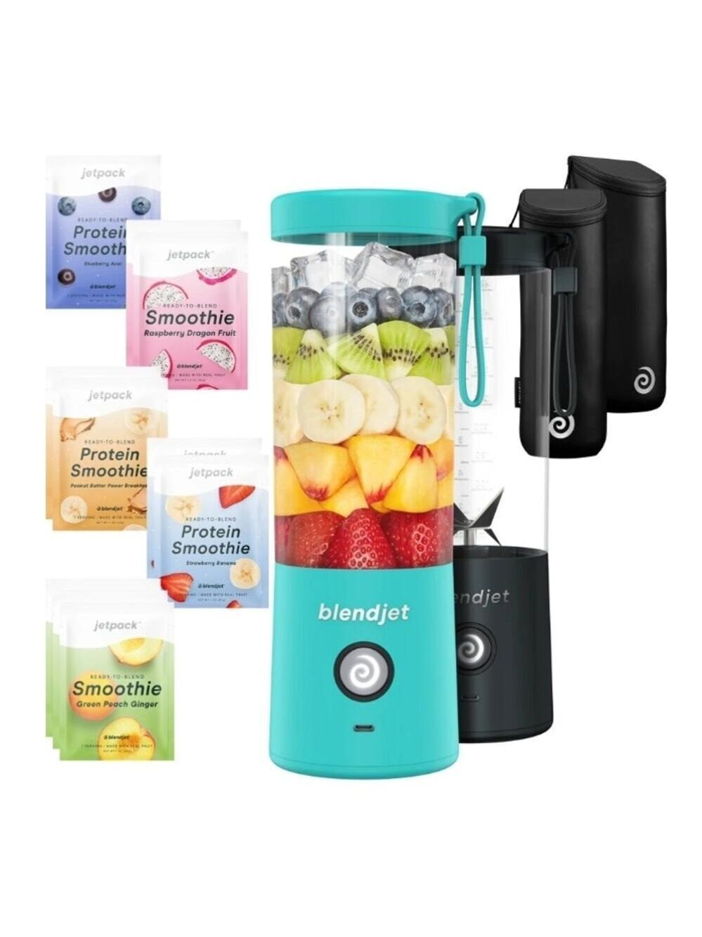 BLENDJET 2 PORTABLE BLENDER RECHARGEABLE IN MINT GREEN OR BLACK 5 SMOOTHIE MIXES